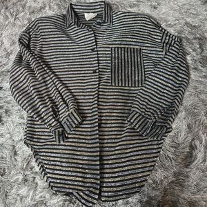 Vintage 80s SOHO Metallic Glam- Black & Gold Shirt